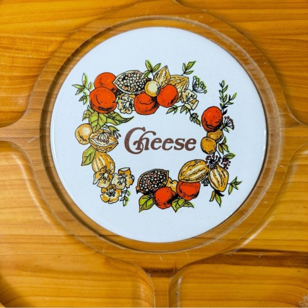 SOLD Vintage 1970s Wooden ‘Cheese’ Charcuterie Platter on Rotating Base - Picture 3 of 5